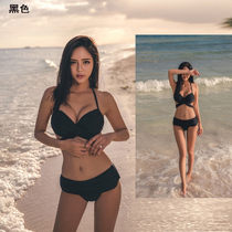 New bikini small breasts gather swimsuit three-point retro Net red wind holiday strap sexy split swimsuit women