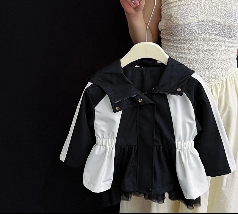 Yu Paintings ~ Girl Autumn Clothes Wind Clothes Han Edition Children Long style with cap loose button zipped jacket-Taobao