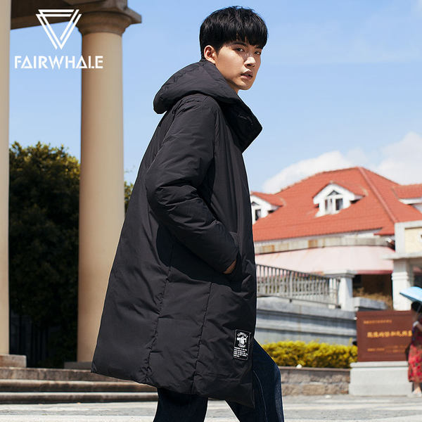 高充绒量 17年冬季新款 马克华菲 Mark Fairwhale 长款连帽男式羽绒服 优惠券折后￥558包邮（￥658-100）