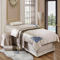 High-end Beauty Bed Cover Four Pieces Of Pure Cotton Numb Eu Style Beauty Salon Massage Shambolic Bed Skirt All Season Universal Grey