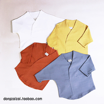 Original male and female child clothing cotton linen short sleeve T-shirt baby boy baby blouse white compassionate cardiovert linen T-shirt hanfu