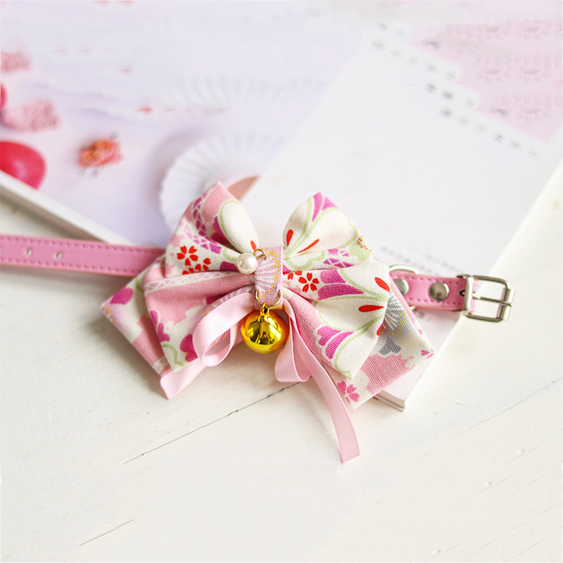 Big dog cat butterfly bell collar bell collar cat teddy gold edge pastoral Samo adjustable collar jewelry