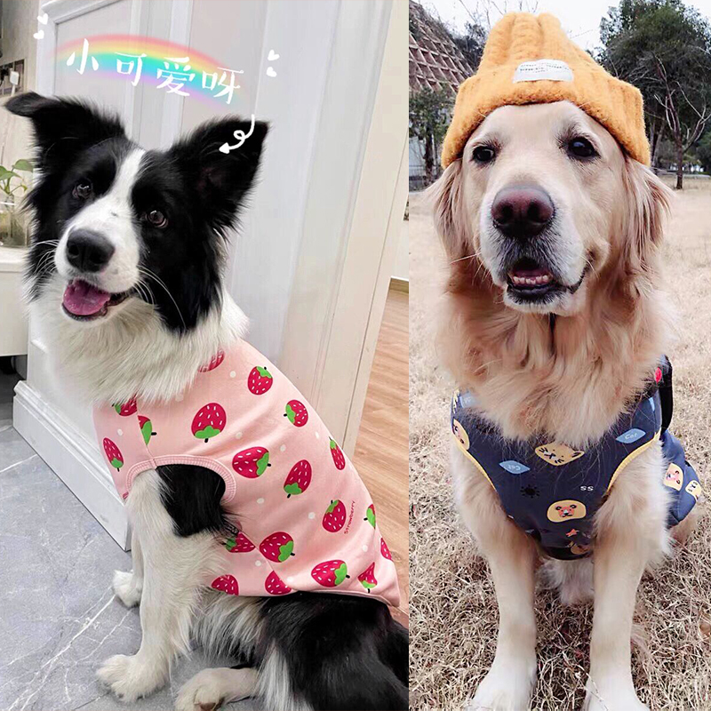 Medium and large dogs and dogs autumn and winter sleeveless sweater plus velvet warm Keji hair Labrador Akita Satsuma clothes