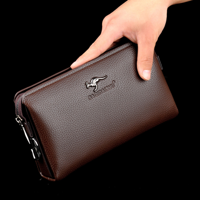 Saatchi kangaroo men's handbag leather large capacity wallet male hand grip bag men clutch bag business tote bag
