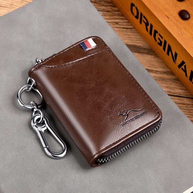 2021 new genuine leather large capacity key bag men's waist hanging card bag two-in-one car key-key bag multi-functional woman