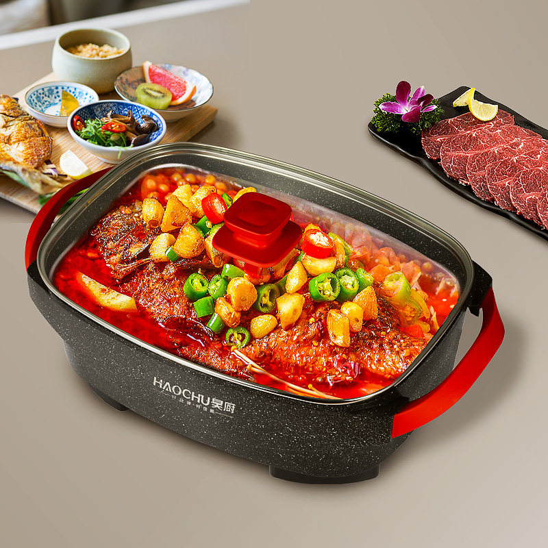Kitchen electric grilled fish pan rectangular integrated boiler electric toasting pan Home Multi-functional Wanzhou Baking Fish Oven Commercial Grilled Fish Pan-Taobao