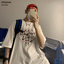 Summer fashion brand ins bubble love printing short-sleeved t-shirt mens loose student couple half sleeve trend clothes