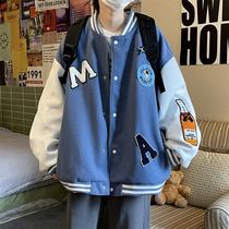 Winter Tide Card American Embroidery Oversize Baseball Suit Men Loose Big Code Lovers Jacket Trendy Fur Coats
