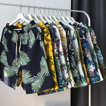 Hawaiian flower shorts Mens loose large size beach pants Ice silk pants tide brand summer casual wear five-point pants