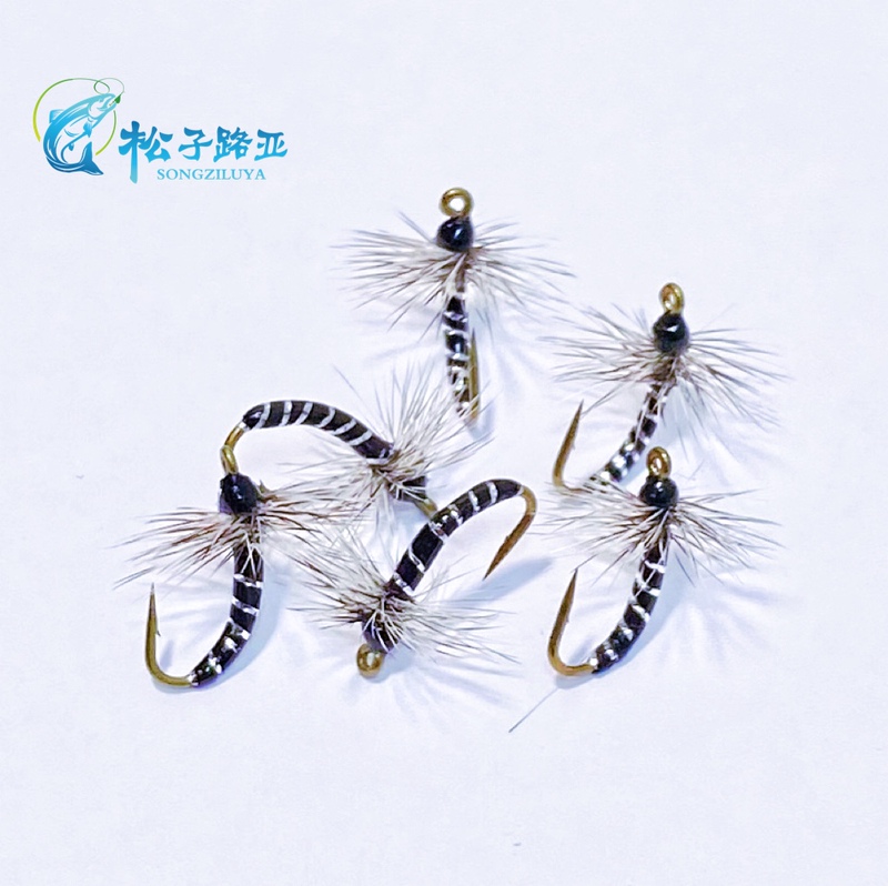 Flower Mosquito Fly Hook White-Striped Horse Mouth Peach Blossom Fish Magic Bait Fly Fishing Willow Root Mandarin Fish Wide Fin Crucian Carp Shakefly Lure Bait