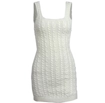 European station hot sale sexy slim-fit white sling knitted sweater dress outer wear bottoming bag hip short skirt female