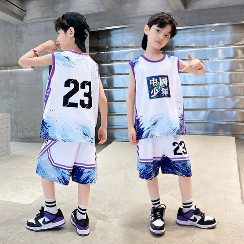 Детская летняя одежда без рукавов, быстросохнущая одежда, спортивный жилет, футбольная форма для мальчиков, подходит для подростков, в западном стиле