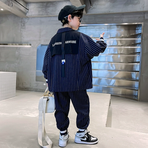 Осенняя летняя одежда, осенний классический костюм для отдыха для мальчиков, коллекция 2023, в западном стиле, популярно в интернете, подходит для подростков