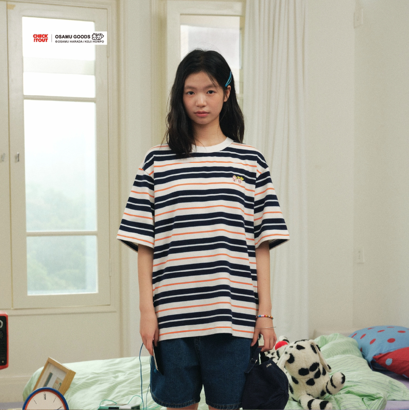 Checkitout Harada Haru Co-Branded Authentic Gummy Planet Striped T-Shirt Short-Sleeved Versatile Loose Casual Heavyweight Checkitout Harada Haru Co-Branded Authentic Gummy Planet Striped T-Shirt Short-Sleeved Versatile Loose Casual Heavyweight