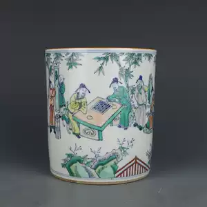 大清康熙年製筆筒 大清康熙年製 辰砂大筆筒 An inscribed blue and