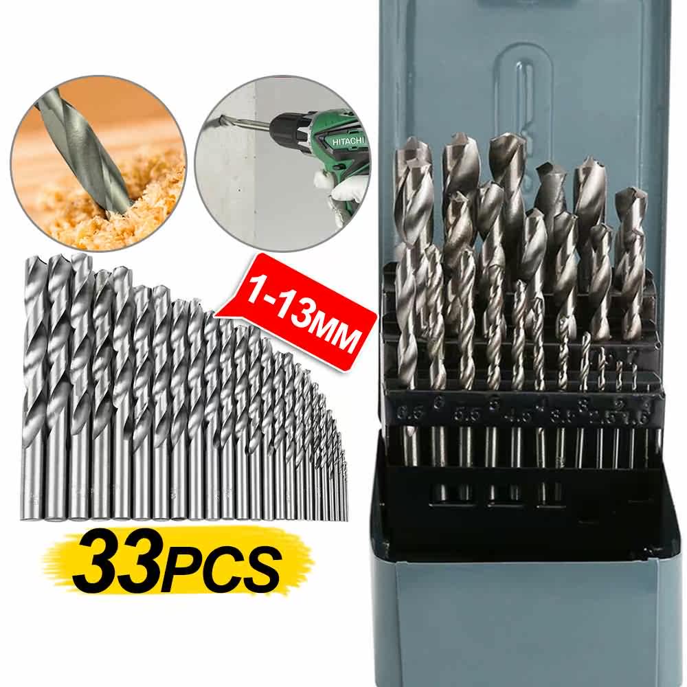 High-speed steel spark drill combined Universal electric drill drill for 1-13MM 33 pieces (Australian shipment)