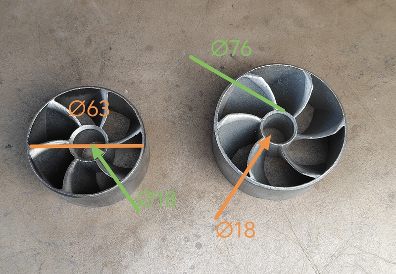Fan Impeller Supercharger Middle Section Exhaust Cyclone Increases Flow Car Modification Die-Casting Parts 63/76 Caliber Inner 18