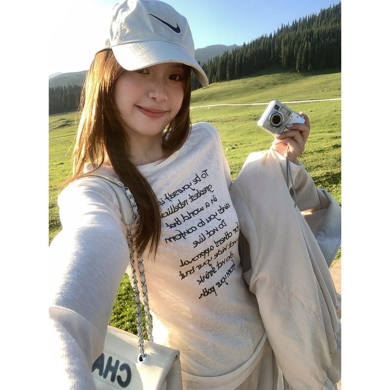 Xiaojunjun Britney London Weekend/Casual Drawstring Letter Print Lyocell Long Sleeve T-Shirt