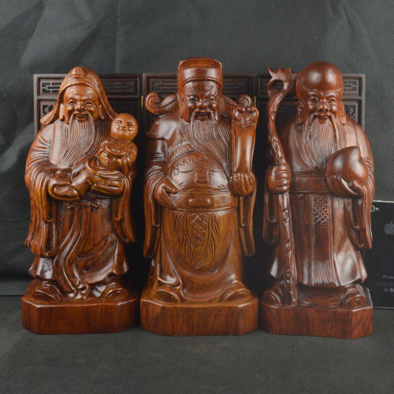 Chinese style red wood foru wood carvings Myanmar flowers pear wood living room Xuanguan Carved Statues of Buddha Swaying Pieces