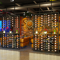 Card seat wine rack partition screen wine cabinet bar restaurant wrought iron wine display rack custom industrial style decoration