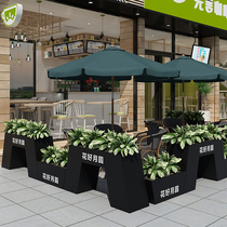 Iron flower box outdoor courtyard sales department commercial street outdoor fence partition stainless steel flower bed road flower trough