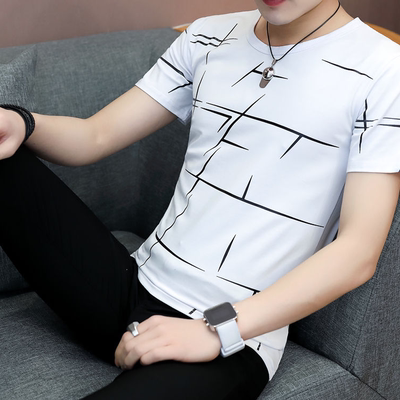 ZZ3夏季冰丝短袖T恤男韩版学生上衣服百搭打底衫潮流ins半袖男士