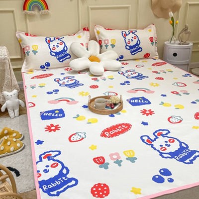 303夏季可折叠冰丝凉席三件套宿舍1.2m席子1.8m双人可水洗冰丝床