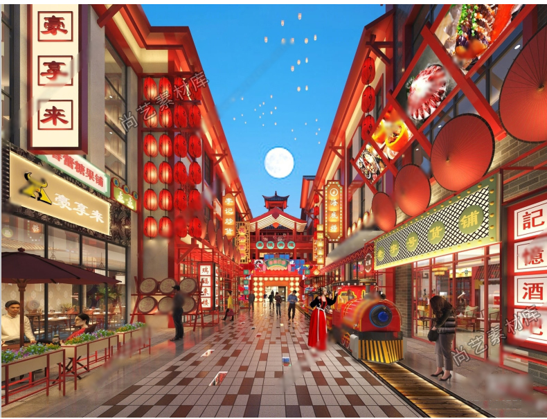 图片[4]-现代夜市美食街SU模型夜宵集市夜市小吃街SU美食城摊位SU草图大师-cg男孩
