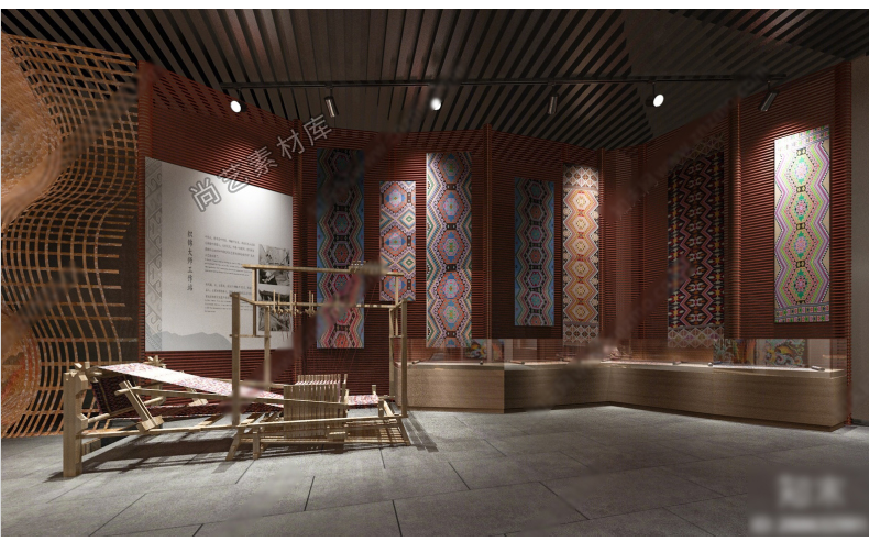 图片[5]-现代扎染店铺染布坊印染舍染布刺绣文旅印染店SU模型纺织车蜡染SU-cg男孩