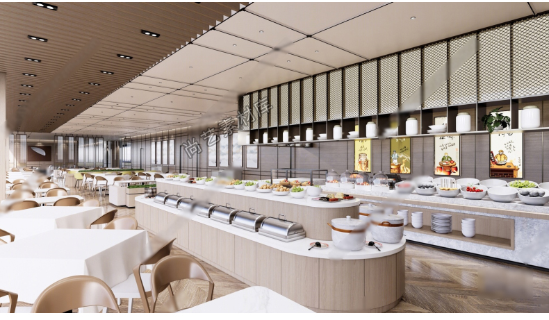 图片[14]-草图大师现代自助餐厅SU模型酒店自助西餐厅员工食堂自助餐台SU模-cg男孩