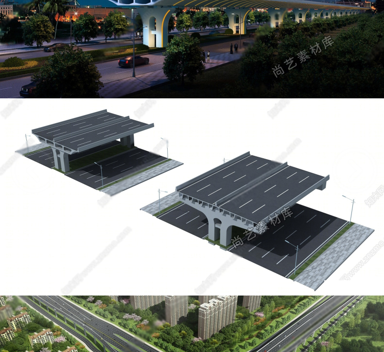 图片[12]-现代风格立交桥高架桥高速公路SU模型环形高架桥道路桥梁剖面模型-cg男孩