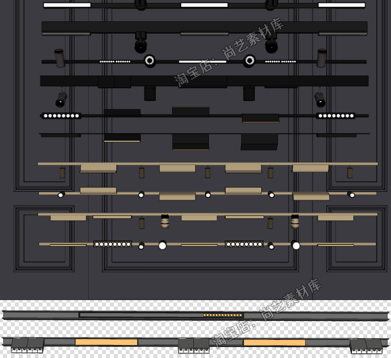 图片[9]-SU筒灯射灯轨道线条磁吸坎内嵌灯条双头舞台展示草图大师SU模型-cg男孩