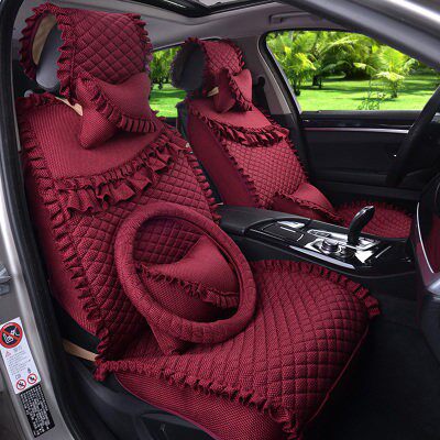 Linen car seat cushion four seasons universal free-tied lovely lady lace seat cushion fully surrounded car supplies car mat