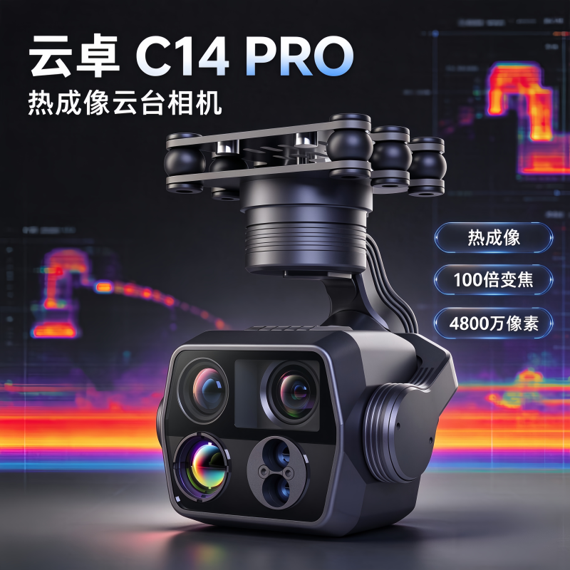 Popular Yunzhuo C14Pro Four-Light Gimbal with 100X Zoom, Laser Ranging, 48 Million Pixels Thermal Imaging Gimbal