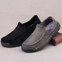 Old Beijing cloth shoes mens single shoes spring and autumn a pedal soft soles casual shoes deodorant beef tendon canvas shoes men