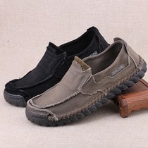 Old Beijing cloth shoes mens bull tendons wide feet mens shoes plus fat loose casual shoes deodorant breathable canvas shoes mens size