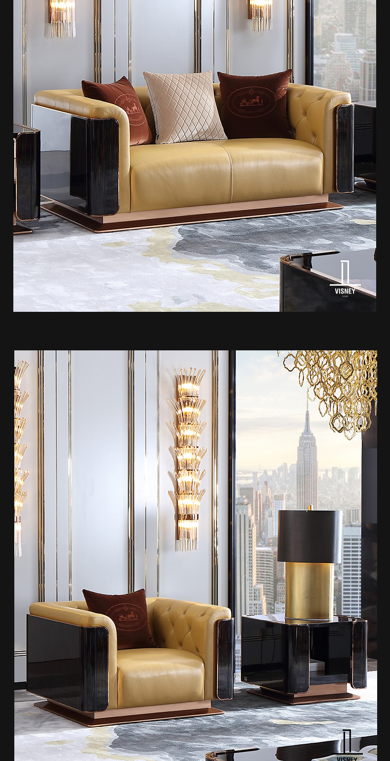 Wei Shi Li Ý Pavilion Torino 翡 翠 后 hậu hiện đại sofa da Ý kết hợp đồ nội thất HE sản phẩm mới - Ghế sô pha bộ ghế sofa gỗ