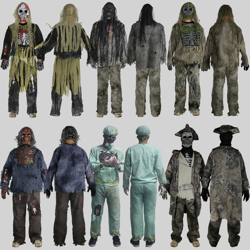 Zombie Horror Costume Series Masquerade Escape Room Props Halloween Haunted House Set Supplies