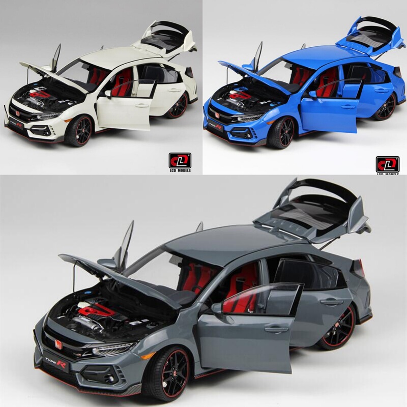 Lcd 1:18 Honda Civic Type-R Fk8 Champion White/Racing Blue/Cement Gray Alloy Model Car