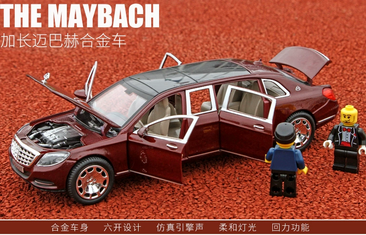 Mercedes-Maybach Phiên bản mở rộng Mô hình xe Sáu cửa mở mô phỏng 1:24 Mô hình xe đồ chơi hợp kim nguyên bản cho bé trai - Chế độ tĩnh