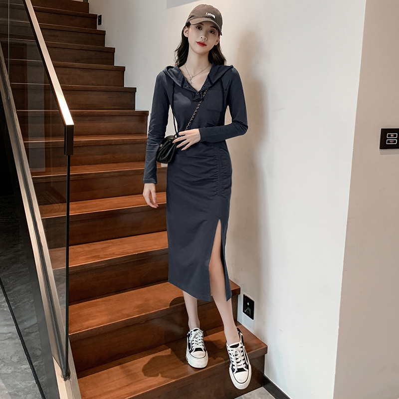 Autumn dress Women 2023 New Lions dress Long sleeves Slim Fit Slim Casual Skirt Temperament Long Skirt Dress-Taobao