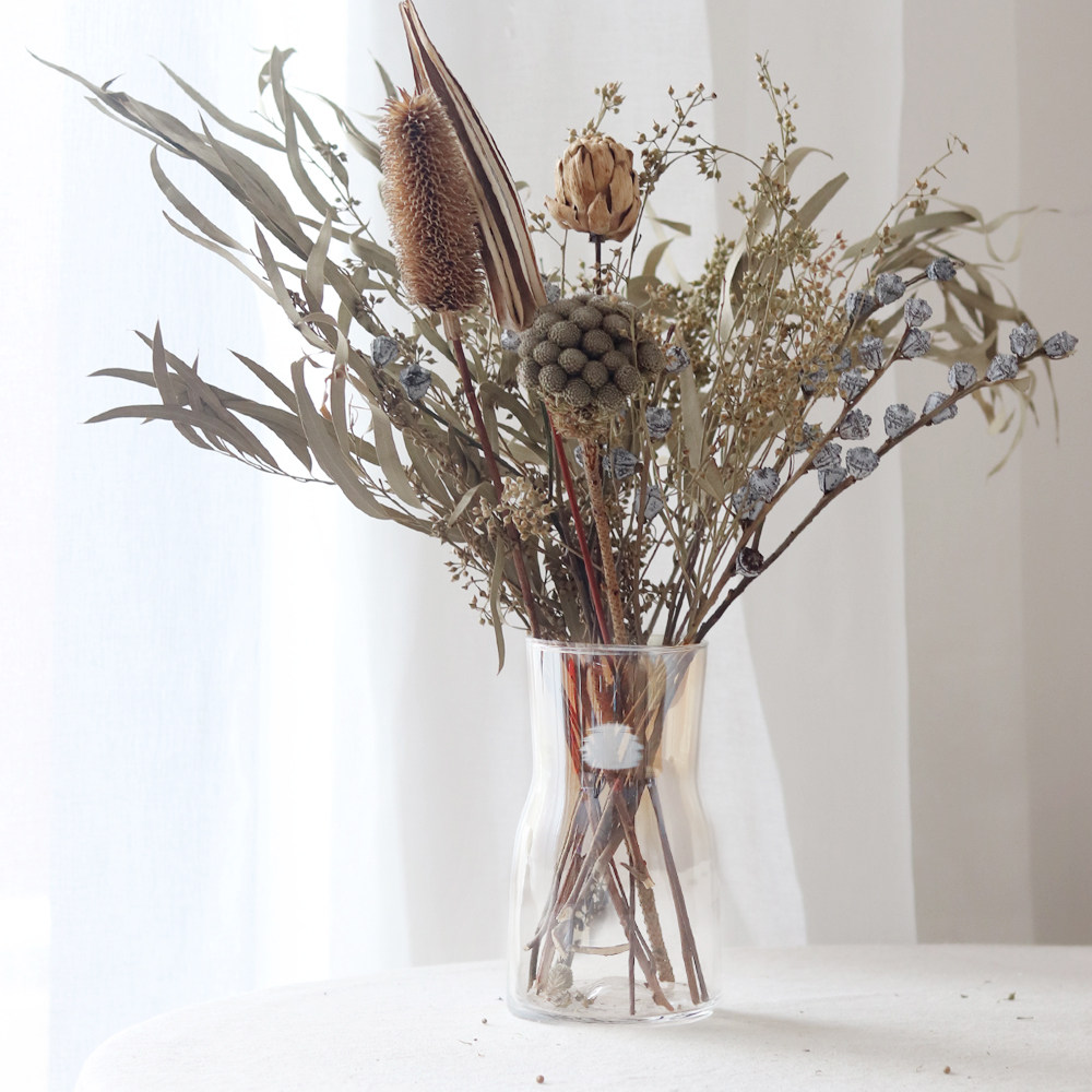 WULI HOME Nordic Dry Flower Bouquet Fantasy Glass Vase Eugali Leaf Shop decoration