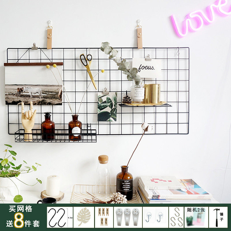 ins Nordic wall accessories grid photo wall barbed wire creativity Reunion board bedroom rental decoration hanging decoration