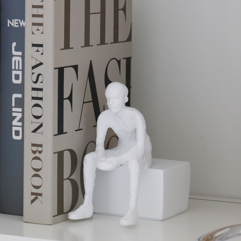 WULIHOME modern character bookend white book stand book leaning cabinet decoration model room study soft decoration