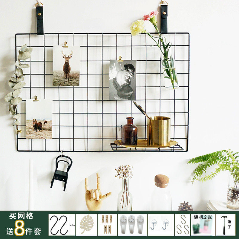 Hot selling Nordic wrought iron wall decoration mesh barbed wire photo wall message board bedroom rental DIY decoration