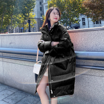 Princess light and thin bread down jacket for womens medium long past knee Han version Fashion relaxed foreign air white duck suede free of washing and bright noodles