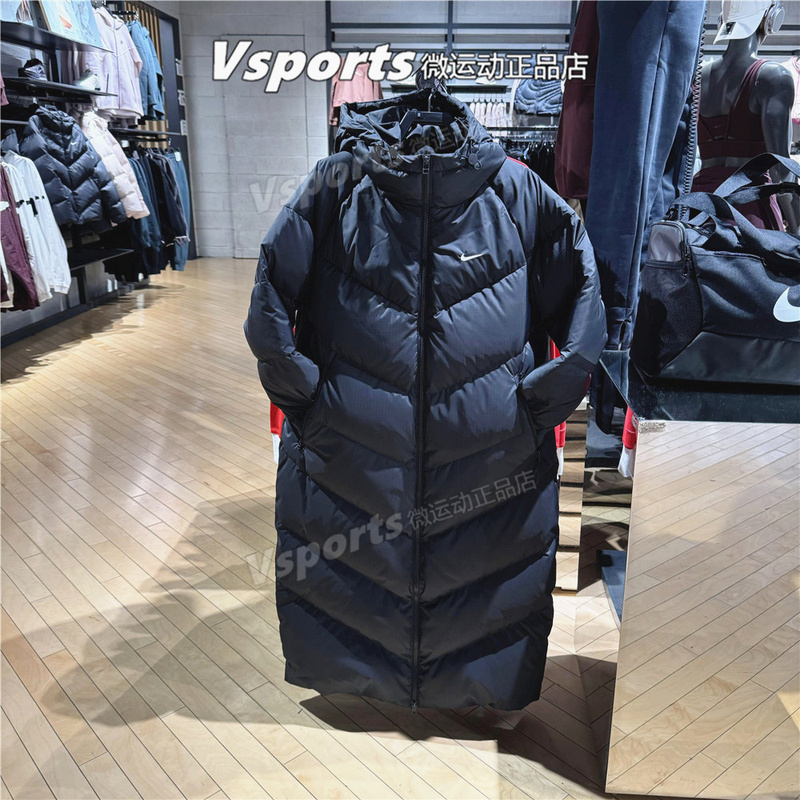 Nike Long down Jacket Women's Over-The-Knee Coat 2025 Winter Sports Thickened Jacket Hf7894 Hv5237-010