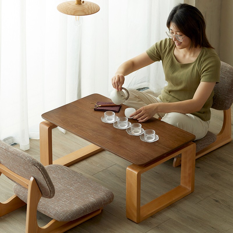 Bay window table small tea table solid wood tatami table and chair combination small table Japanese style balcony several kang table small tea several uses