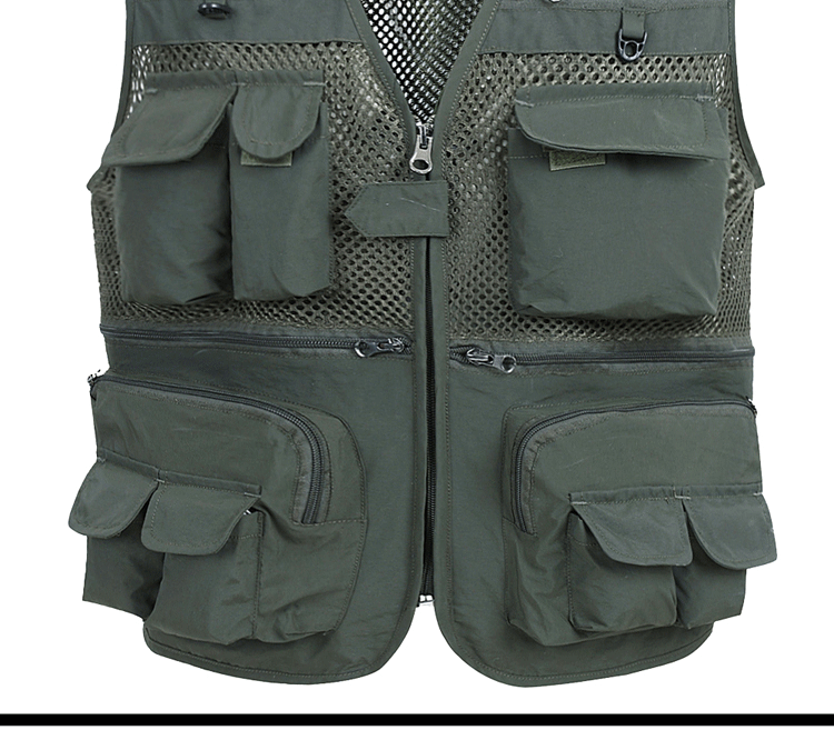 Mùa hè mỏng phần lưới vest nam khô nhanh giản dị nhiều túi nam nhiếp ảnh vest vest vest cộng với phân bón để tăng - Dệt kim Vest vest công sở nam