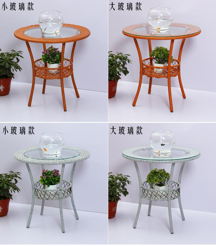 Bàn ghế sân thượng Bàn ghế ban công đồ nội thất nhỏ màu đen bàn tròn trà năm mảnh đan mây ghế trà bàn cà phê - Bàn trà bàn sofa hiện đại